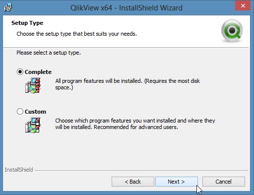 Selecting Installation Type of QlikView